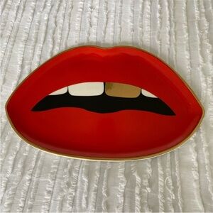 Jonathan Adler Lips Trinket Tray Red Catch all Dish Retro Novelty Rocky Horror